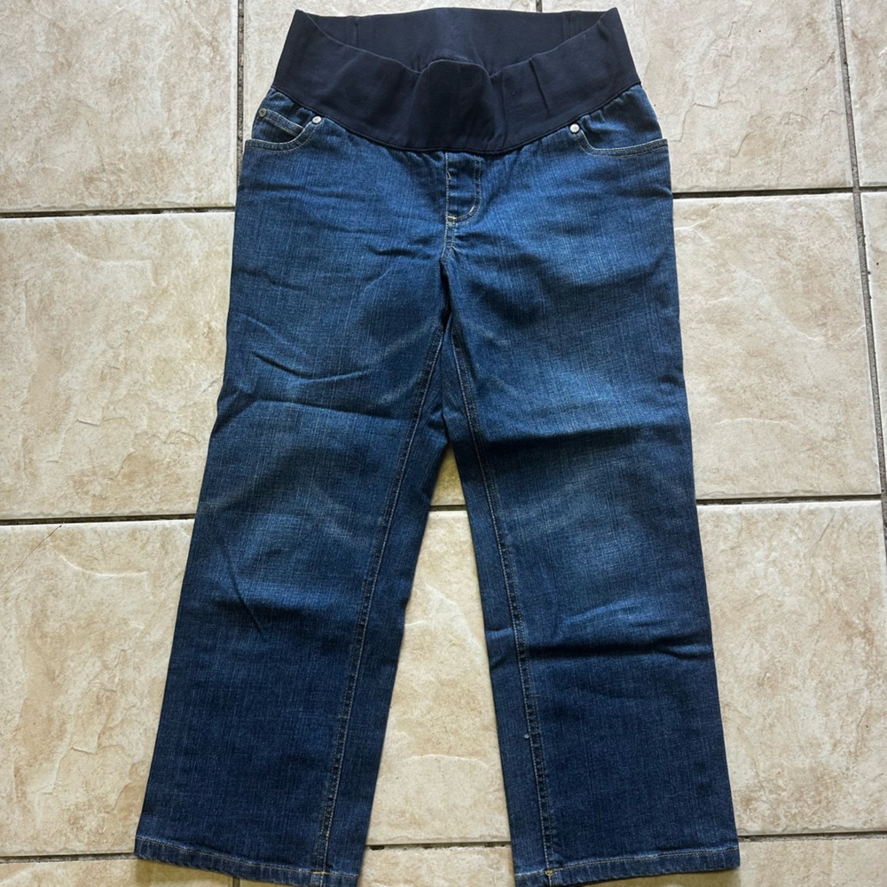 Liz Lange Dark Blue Maternity Capris with Black Waistband
